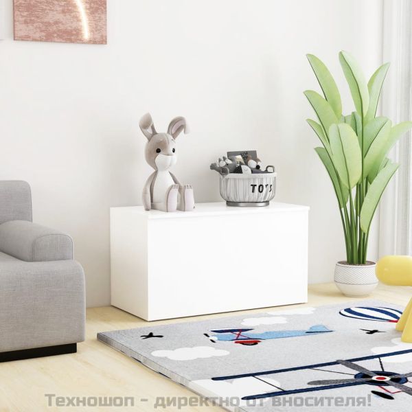 Сандък за съхранение, бял, 84x42x46 см, инженерна дървесина