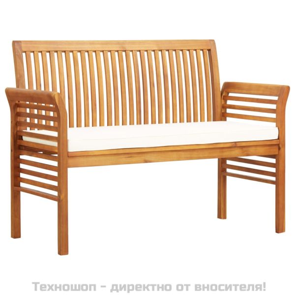 Градински трапезен комплект 3 части с възглавници акация масив