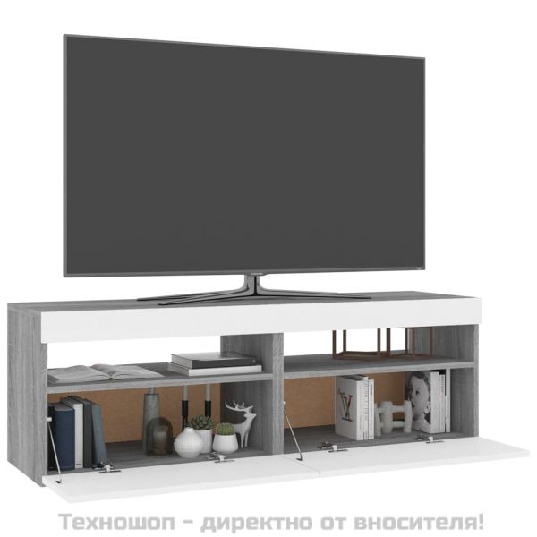 ТВ шкафове, 2 бр, с LED осветление, сив сонома, 60x35x40 см