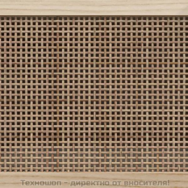 ТВ шкаф, черен, 80x30x40 см, бор масив и естествен ратан