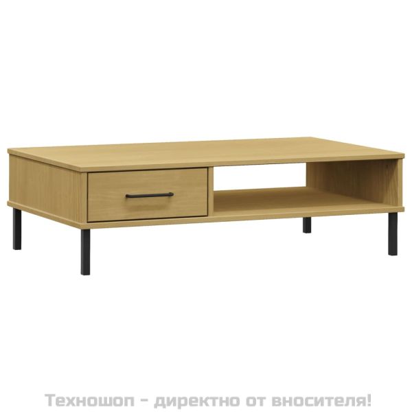 Кафе маса с метални крака кафява бор масив OSLO