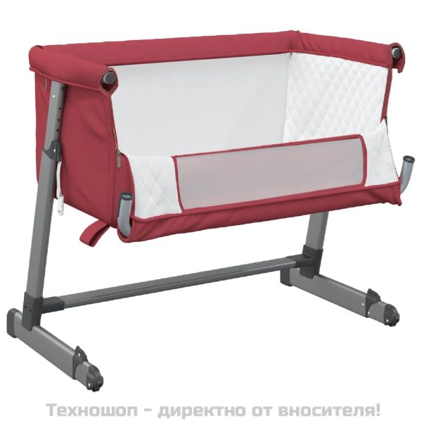 Бебешко легло с матрак, червено, ленен плат