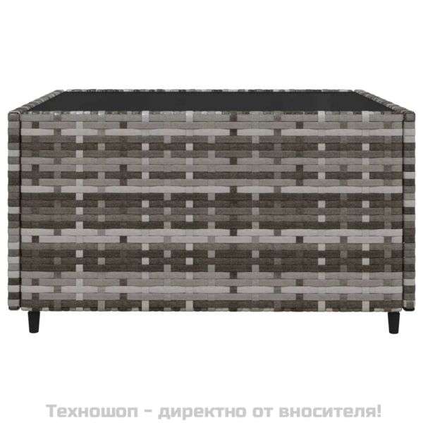 Градински лаундж комплект с възглавници 3 части сив полиратан