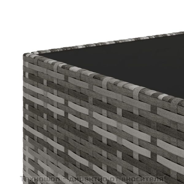 Градински лаундж комплект с възглавници 3 части сив полиратан