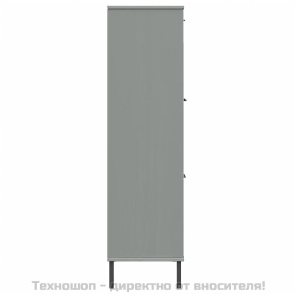 Библиотека с метални крака сива 90x35x128,5 см дърво масив OSLO