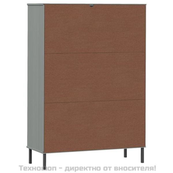 Библиотека с метални крака сива 90x35x128,5 см дърво масив OSLO