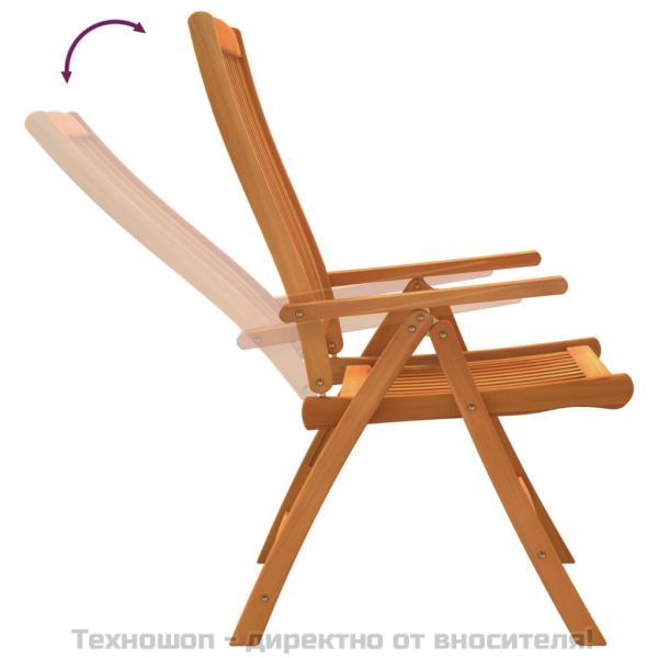 Сгъваеми градински столове, 2 бр, масивно дърво евкалипт