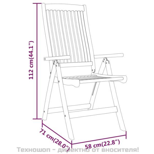 Сгъваеми градински столове, 2 бр, масивно дърво евкалипт