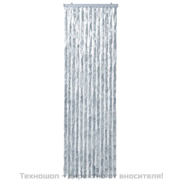 Завеса против насекоми, бяло и сиво, 56x185 см, шенил