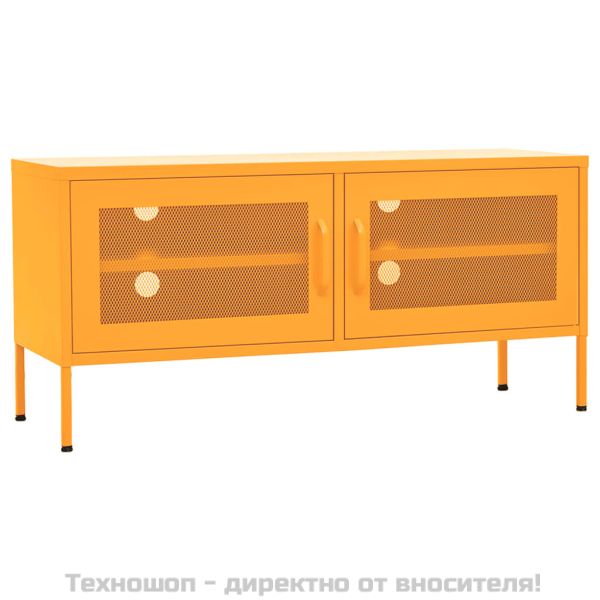 ТВ шкаф, горчица жълто, 105x35x50 см, стомана