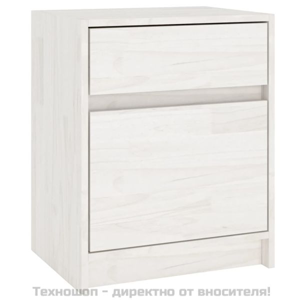 Нощни шкафчета, 2 бр, бели, 40x31x50 см, бор масив