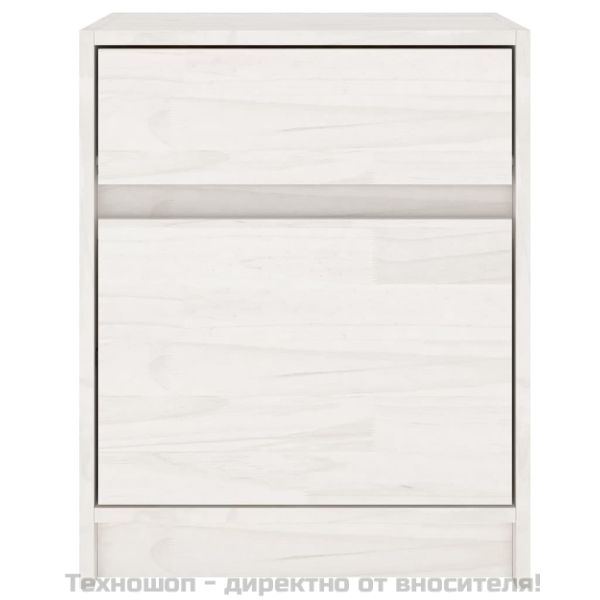 Нощни шкафчета, 2 бр, бели, 40x31x50 см, бор масив