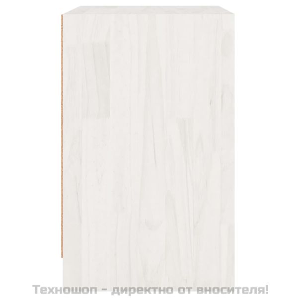 Нощни шкафчета, 2 бр, бели, 40x31x50 см, бор масив