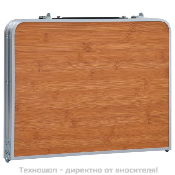 Сгъваема къмпинг маса, кафява, алуминий, 60x40 см