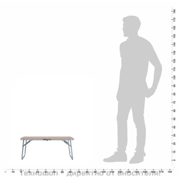 Сгъваема къмпинг маса, кафява, алуминий, 60x40 см
