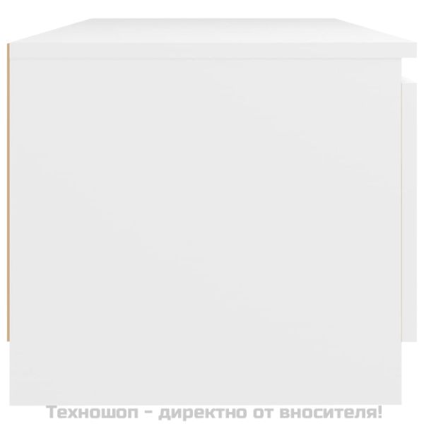 ТВ шкаф с LED осветление, бял, 140x40x36 см