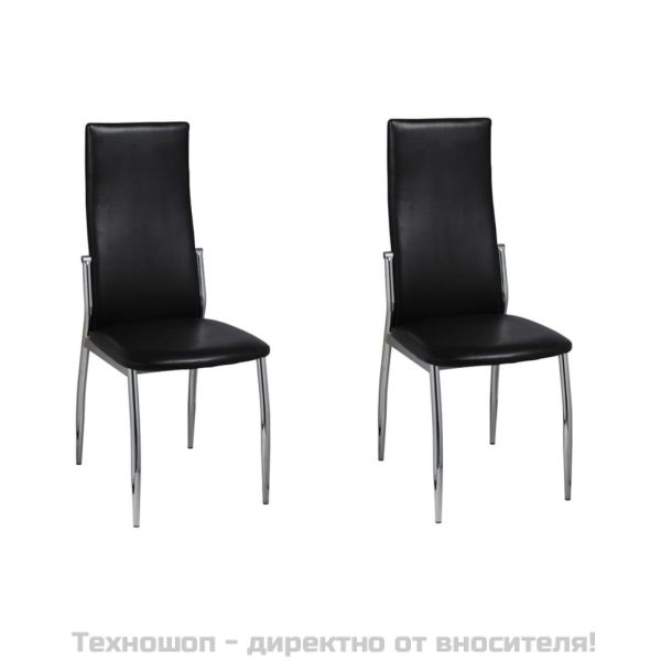 Трапезни столове, 2 бр, черни, изкуствена кожа