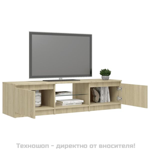 ТВ шкаф с LED осветление, дъб сонома, 140x40x36 см