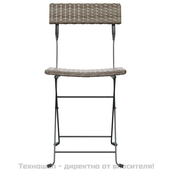 Сгъваеми бистро столове, 8 бр, сив, полиратан и стомана