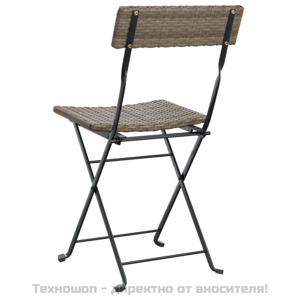 Сгъваеми бистро столове, 8 бр, сив, полиратан и стомана