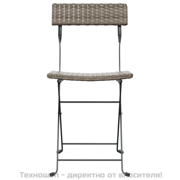 Сгъваеми бистро столове, 4 бр, сив, полиратан и стомана