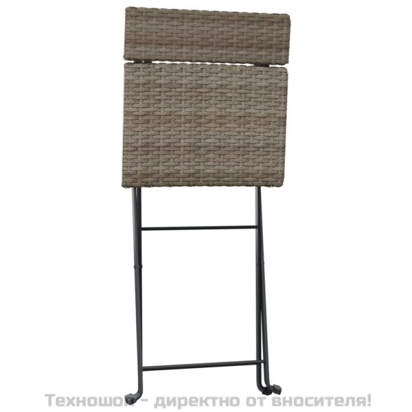 Сгъваеми бистро столове, 4 бр, сив, полиратан и стомана