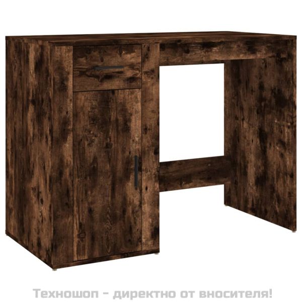 Бюро със страничен шкаф, опушен дъб, инженерно дърво