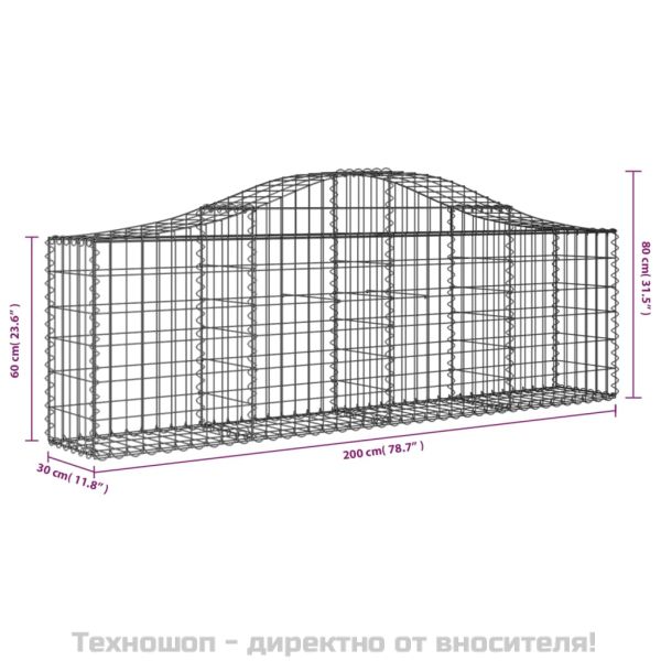 Габионни кошници арка 2 бр 200x30x60/80 см поцинковано желязо