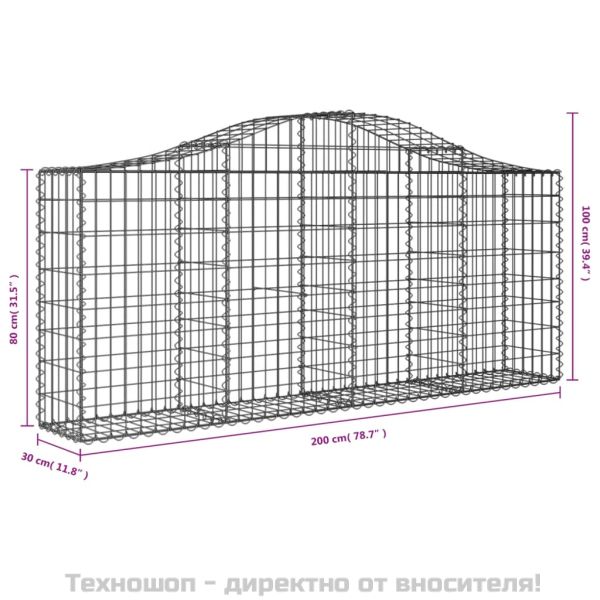 Габионни кошници арка 30 бр 200x30x80/100 см поцинковано желязо
