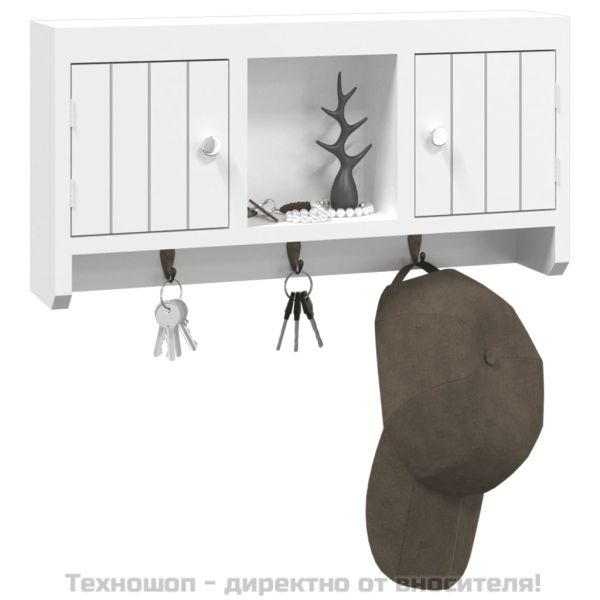 Шкаф за ключове бял 40x8,5x20 см инженерно дърво и стомана