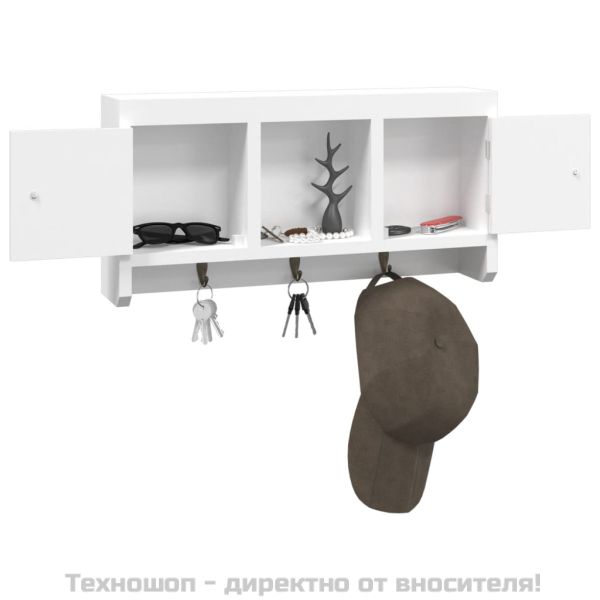 Шкаф за ключове бял 40x8,5x20 см инженерно дърво и стомана