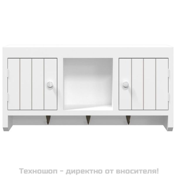 Шкаф за ключове бял 40x8,5x20 см инженерно дърво и стомана