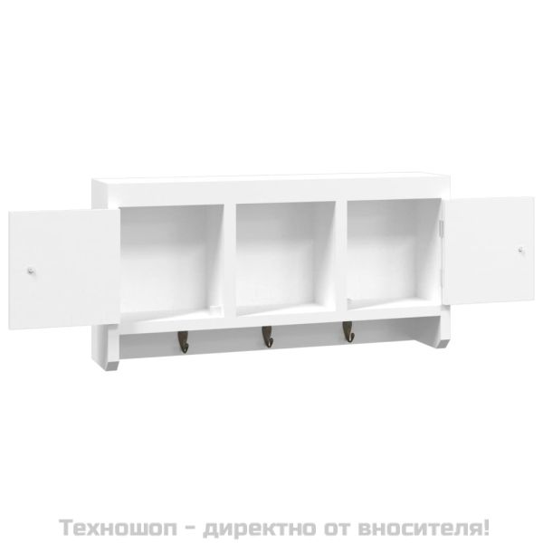 Шкаф за ключове бял 40x8,5x20 см инженерно дърво и стомана