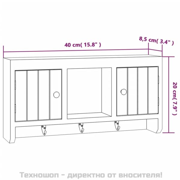 Шкаф за ключове бял 40x8,5x20 см инженерно дърво и стомана