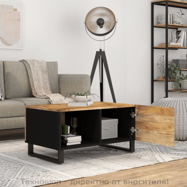 Маса за кафе, 80x50x40 см, манго масив и инженерно дърво