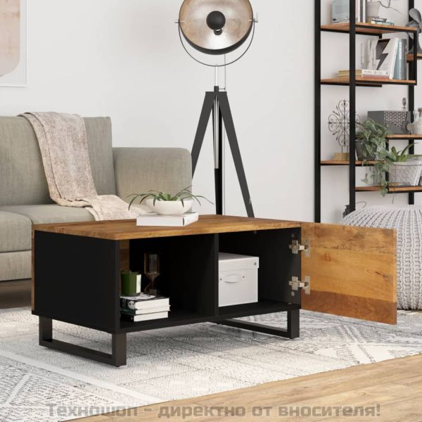 Маса за кафе, 80x50x40 см, манго масив и инженерно дърво