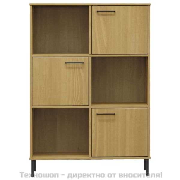 Библиотека метални крака кафява 90x35x128,5 см дърво масив OSLO