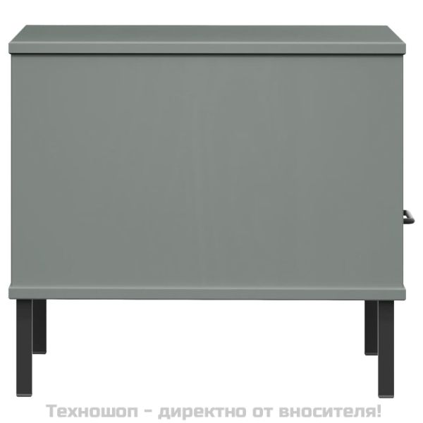 Нощна масичка с метални крака сив бор масив OSLO