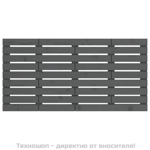 Стенна табла за спалня, сива, 126x3x63 см, борово дърво масив