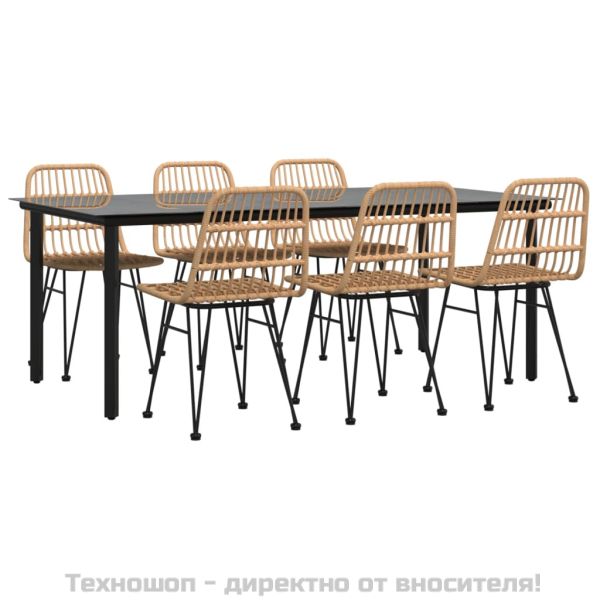 Градински трапезен комплект от 7 части, полиратан