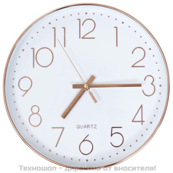 Стенен часовник, 30 см, розово-златисто