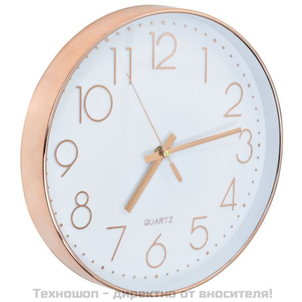 Стенен часовник, 30 см, розово-златисто