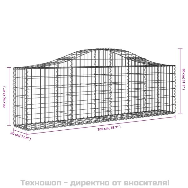 Габионни кошници арка 6 бр 200x30x60/80 см поцинковано желязо