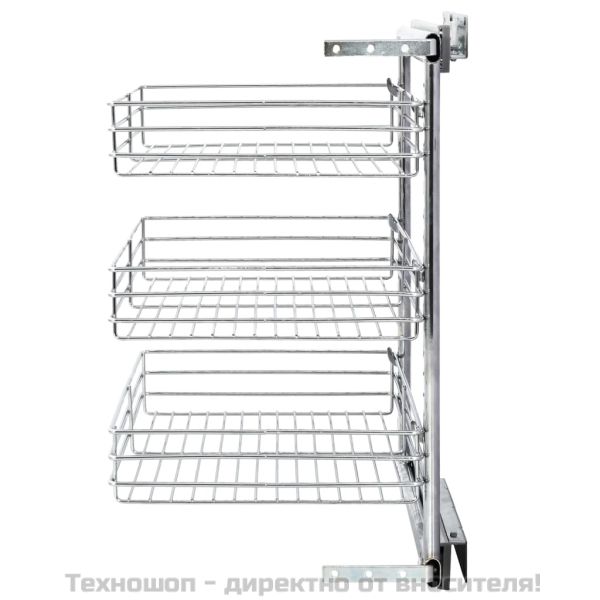 Издърпваща се кошница за кухня 3 нива сребриста 47x35x56 см