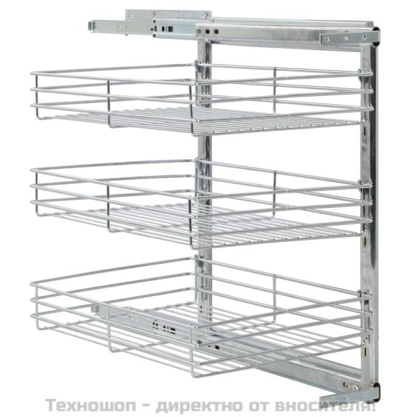 Издърпваща се кошница за кухня 3 нива сребриста 47x35x56 см