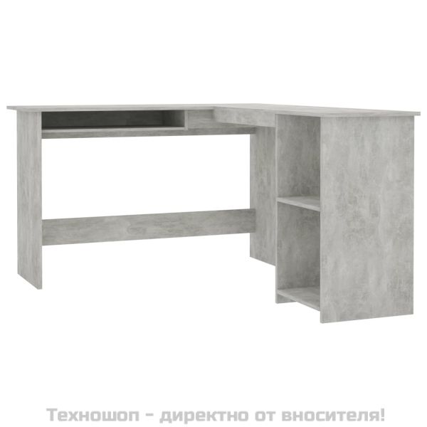 Г-образно ъглово бюро бетонно сив 120x140x75 см инженерно дърво