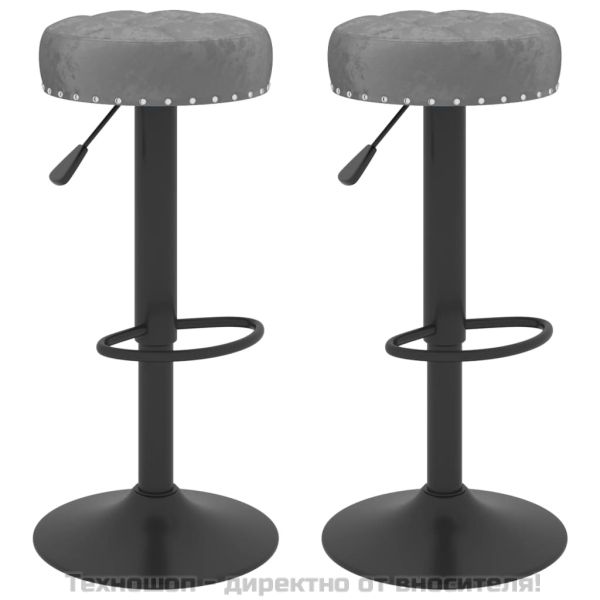 Бар табуретки, 2 бр, тъмносиви, кадифе