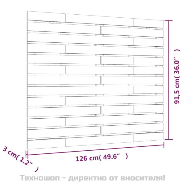 Стенна табла за спалня, сива, 126x3x91,5 см, борово дърво масив