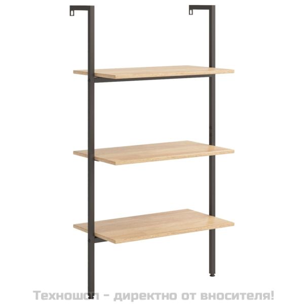 Етажерка стълба с 3 рафта светлокафяво и черно 64x35x120,5 см