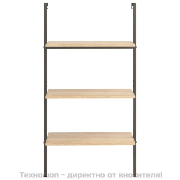 Етажерка стълба с 3 рафта светлокафяво и черно 64x35x120,5 см